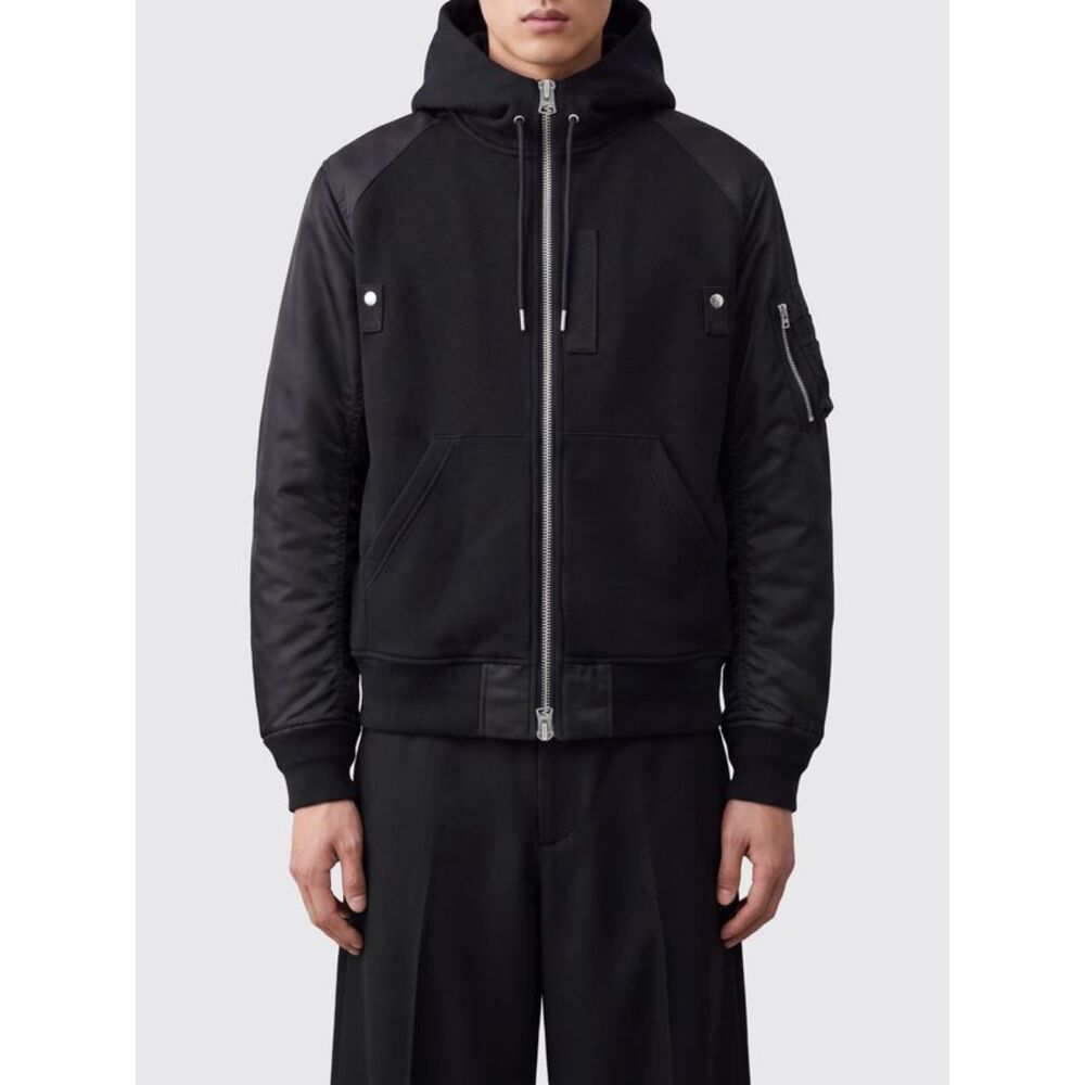 Sacai Men Sacai Bicolour Cotton And Nylon Zip-Up Hoodie With Patch Pocket